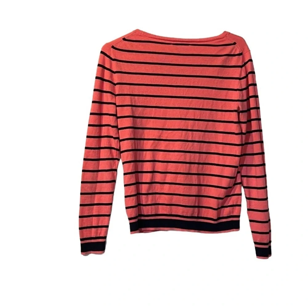 J. Crew Striped Sweater Salmon and Black Long Sleeve Size Small